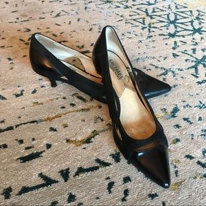 Michael Kors Black Patent & Suede Kitten Heel
